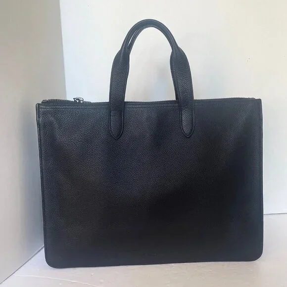 Coach Metropolitan Soft Briefcase Black Leather Laptop Bag Crossbody Slim Pocket - Picture 2 of 16